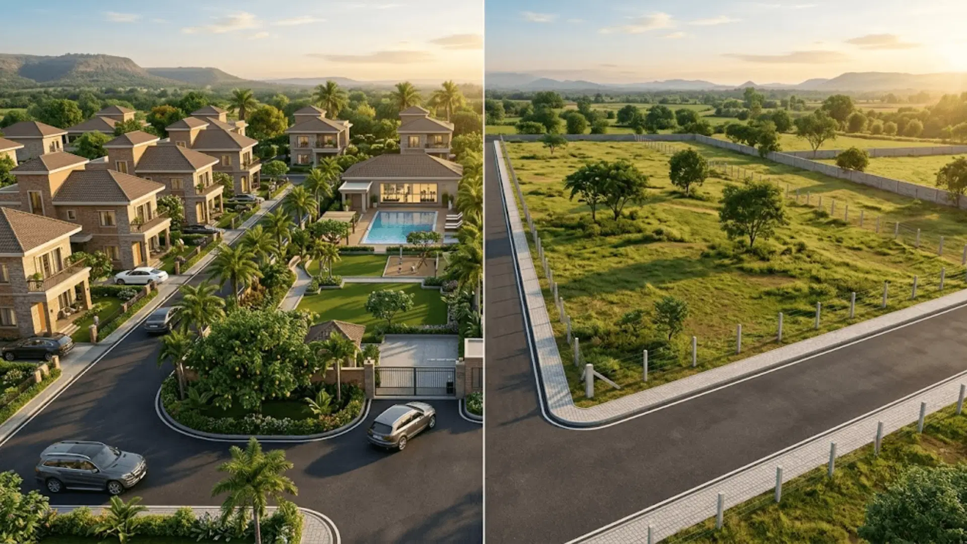Estate villa development and standalone land in India compared for real estate investment ROI